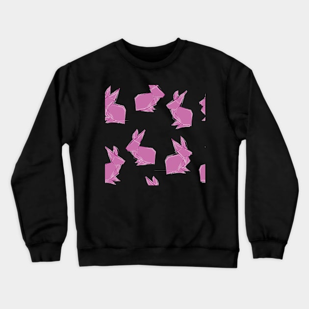 Pink Origami Rabbit Crewneck Sweatshirt by georgiagoddard